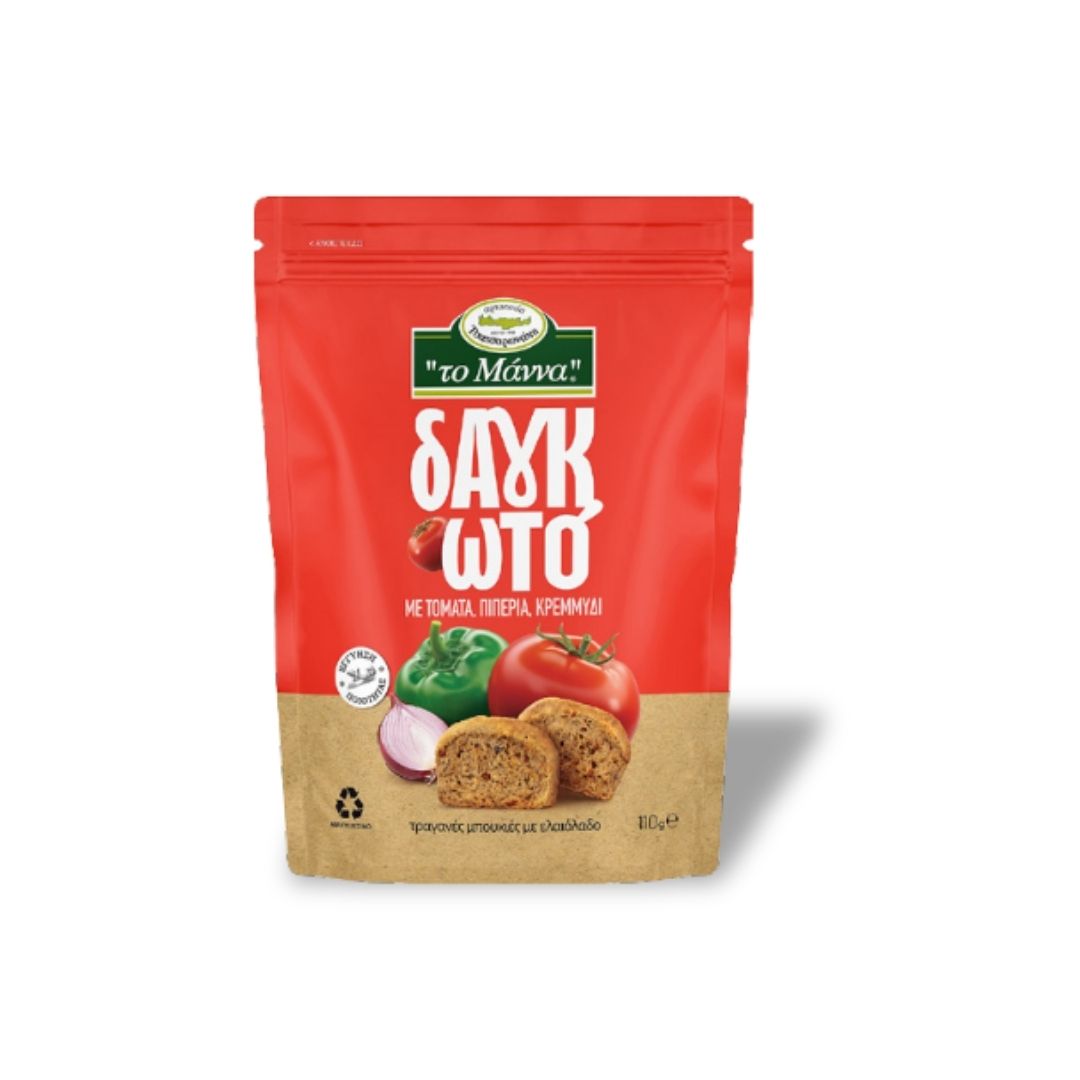 Cretan Crispy Bites Tomato, Pepper & Onion - TO MANNA 110gm